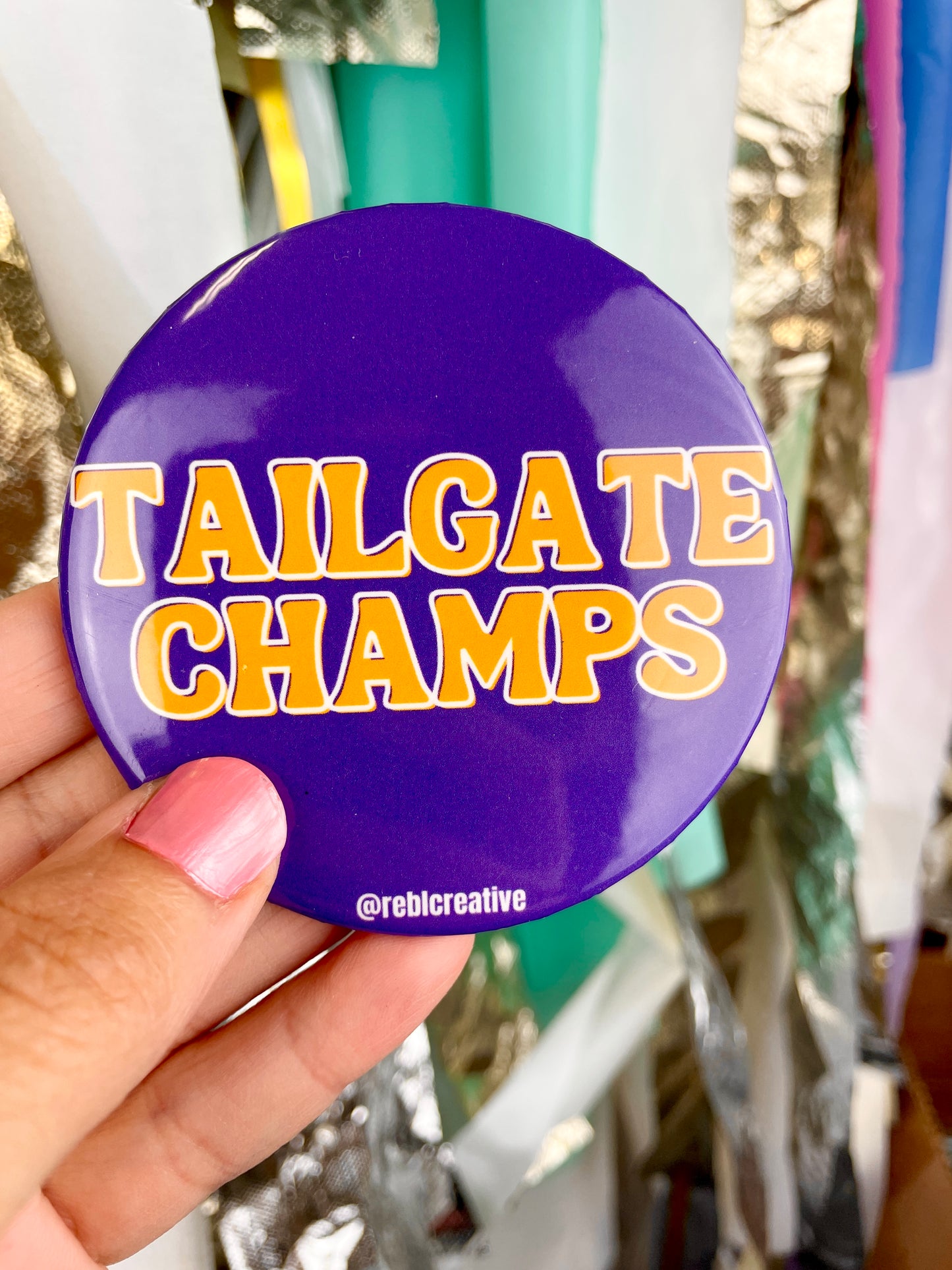 Tailgate Champs - Purple Background & Yellow