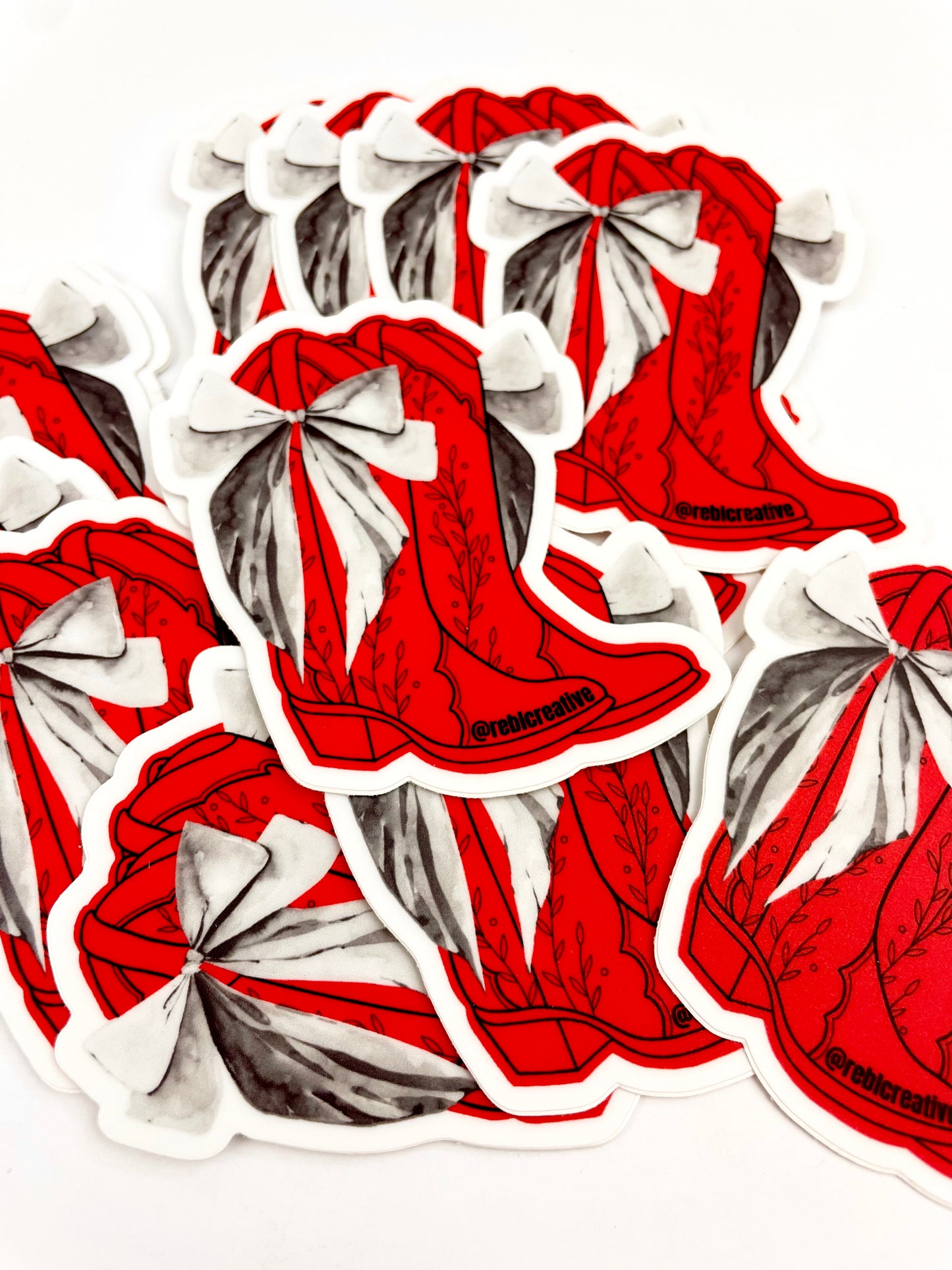 STICKER - Bows and Boots - red & black